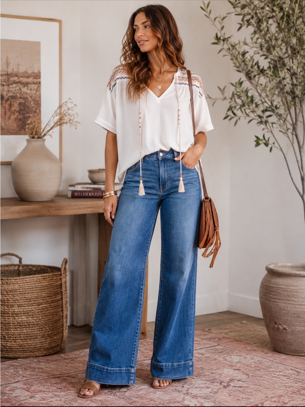 Maeve Anthropologie Wide Leg Jeans